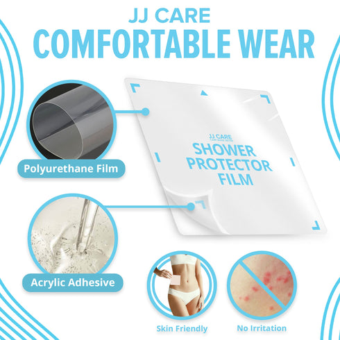 JJ CARE Shower Protector 9x9 Dialysis Catheter Shower Cover, PICC Line Water Barrier, Colostomy Shower Shields, Waterproof Bandage Protector